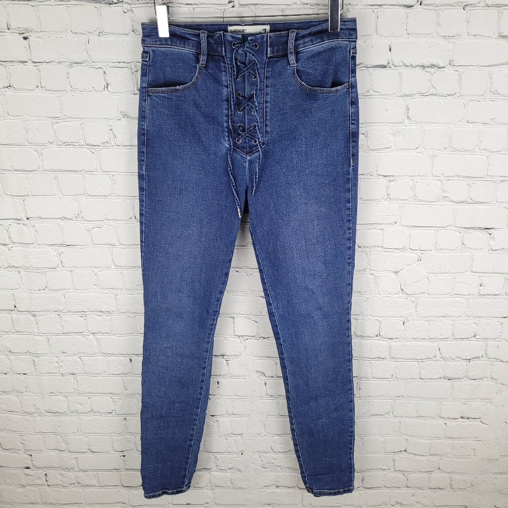 GARAGE | lace-up super high waist skinny stretch jeans